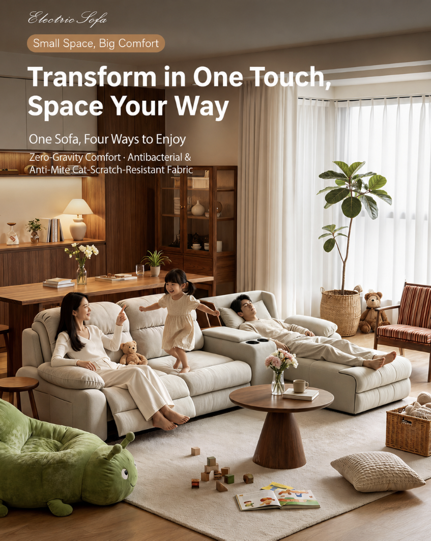 Modular Zero-Wall Power Reclining Sectional Sofa with Storage Console