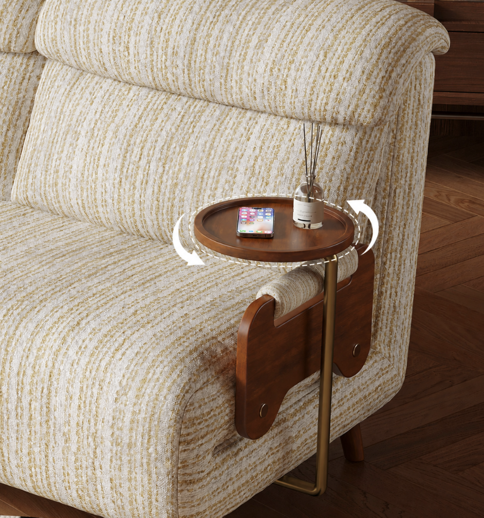 5-Position Convertible Sofa Bed with 360° Swivel Side Table
