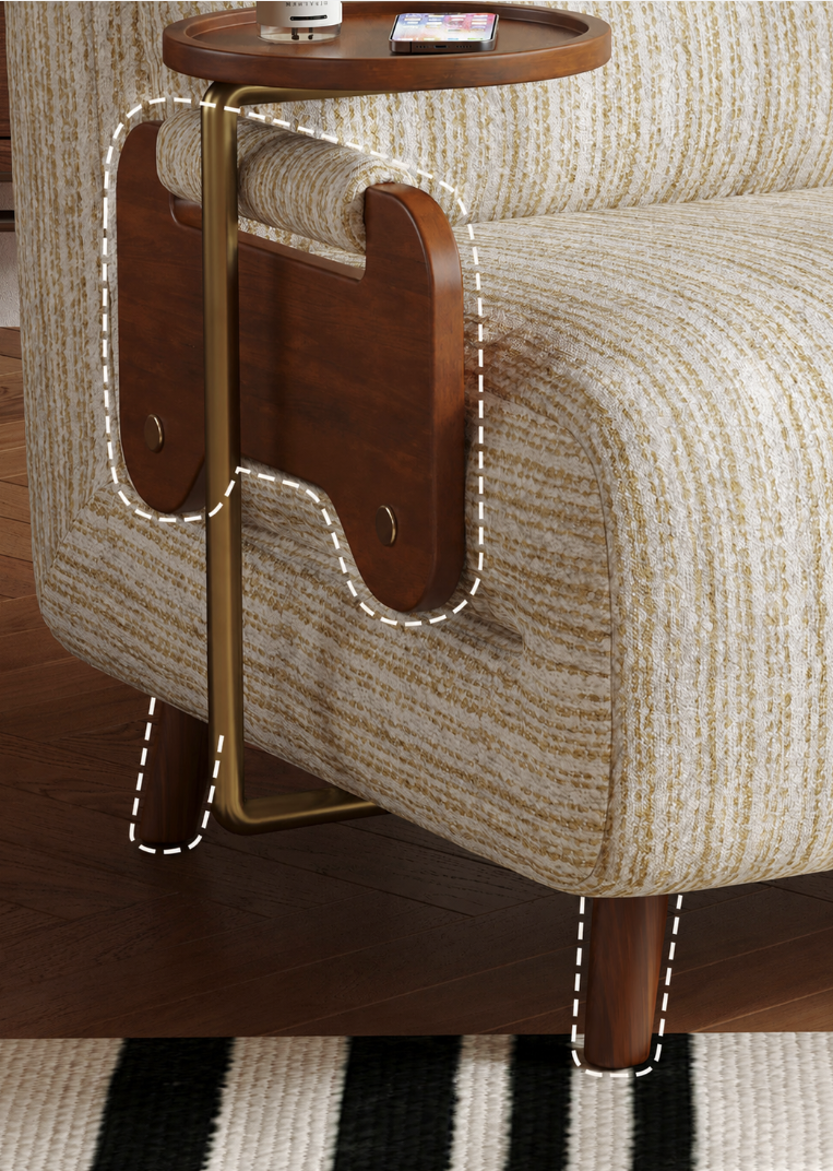 5-Position Convertible Sofa Bed with 360° Swivel Side Table