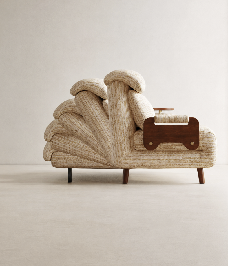 5-Position Convertible Sofa Bed with 360° Swivel Side Table