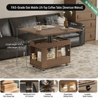Solid Wood Transforming Coffee Table with Lift-Top & Storage