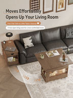 Solid Wood Transforming Coffee Table with Lift-Top & Storage