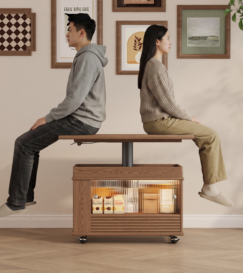 Solid Wood Transforming Coffee Table with Lift-Top & Storage