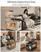 Solid Wood Transforming Coffee Table with Lift-Top & Storage