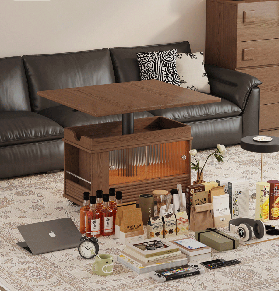 Solid Wood Transforming Coffee Table with Lift-Top & Storage