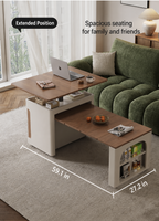 Transforming Solid Wood Lift-Top Coffee & Dining Table with Storage