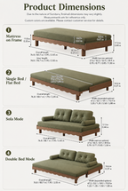 Solid Beech Wood Pull-Out Sofa Bed with Chenille Upholstery