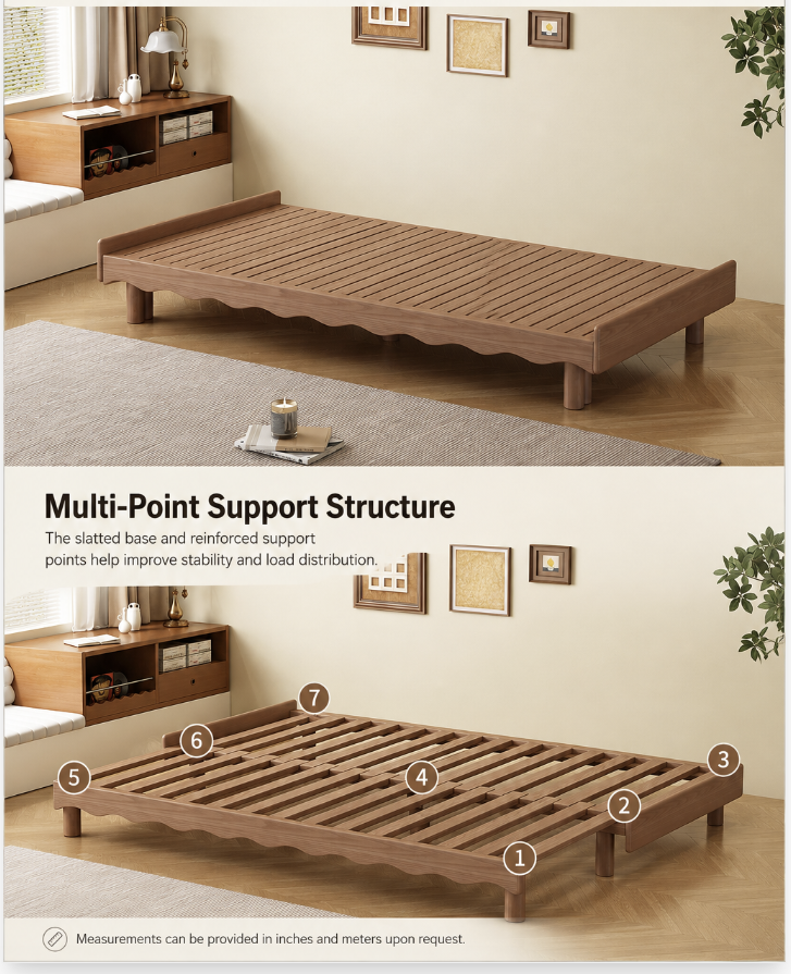 Solid Beech Wood Pull-Out Sofa Bed with Chenille Upholstery