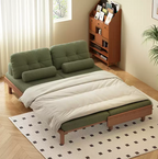 Solid Beech Wood Pull-Out Sofa Bed with Chenille Upholstery