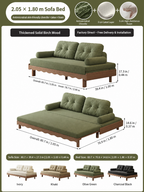 Solid Beech Wood Pull-Out Sofa Bed with Chenille Upholstery