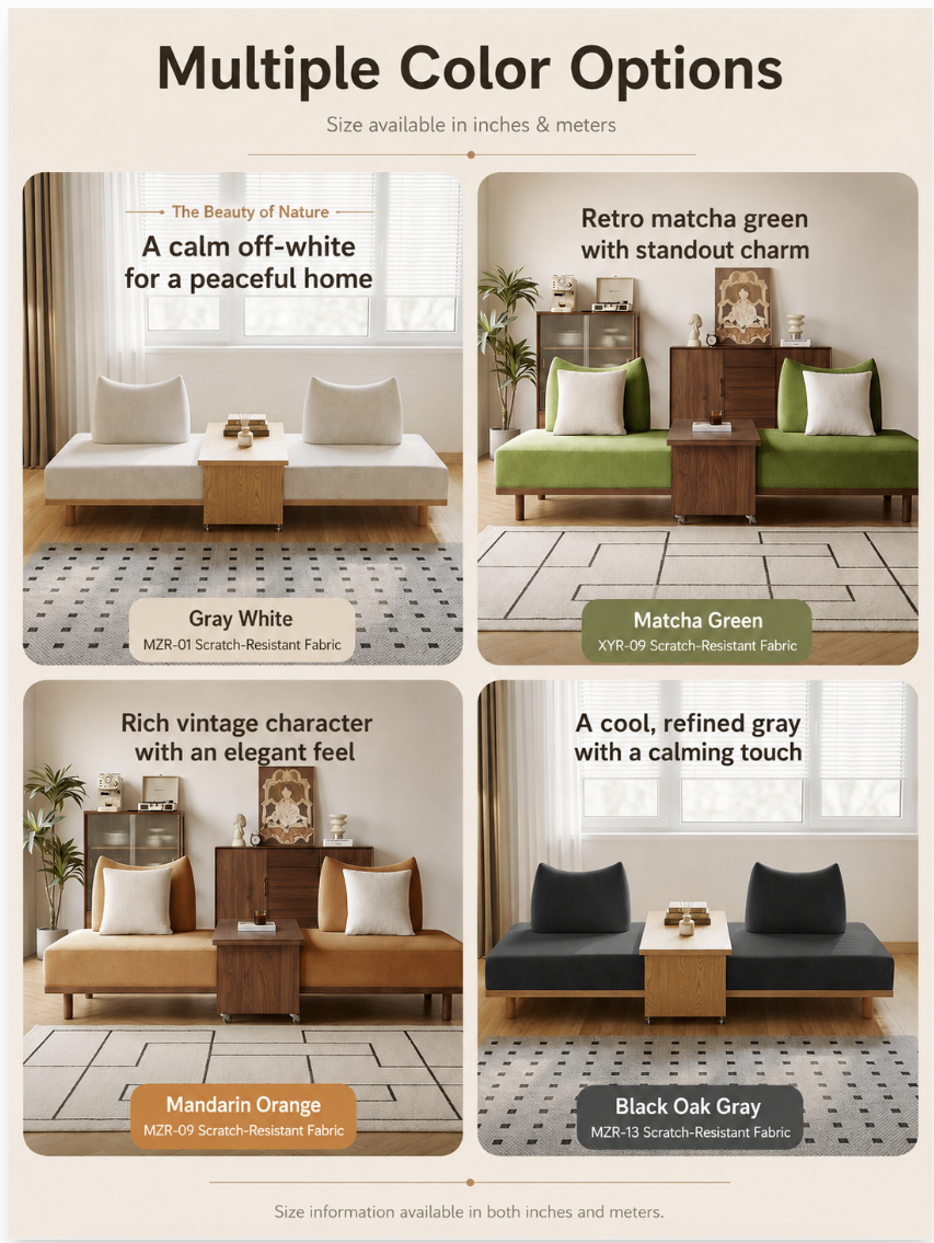 Solid Ash Wood Platform Sofa with Memory Foam