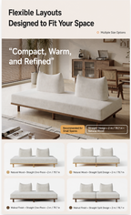 Solid Ash Wood Platform Sofa with Memory Foam