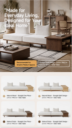 Solid Ash Wood Platform Sofa with Memory Foam