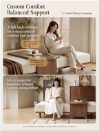 Solid Ash Wood Platform Sofa with Memory Foam