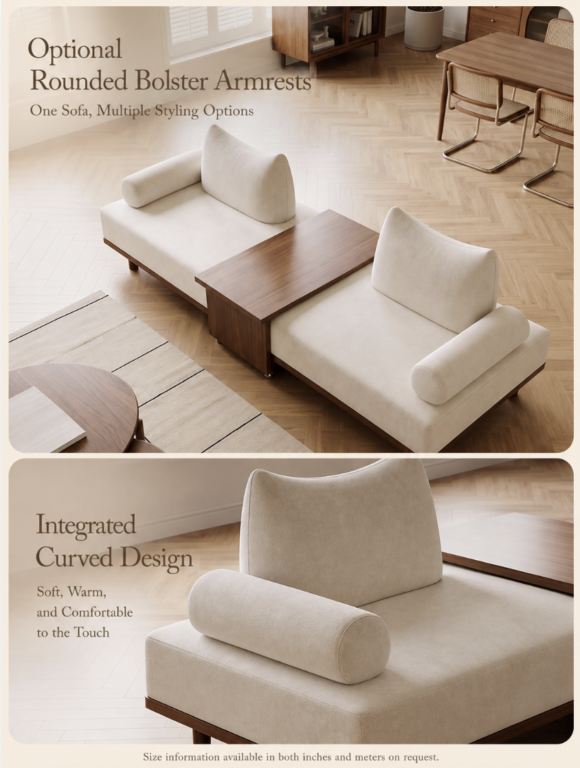 Solid Ash Wood Platform Sofa with Memory Foam