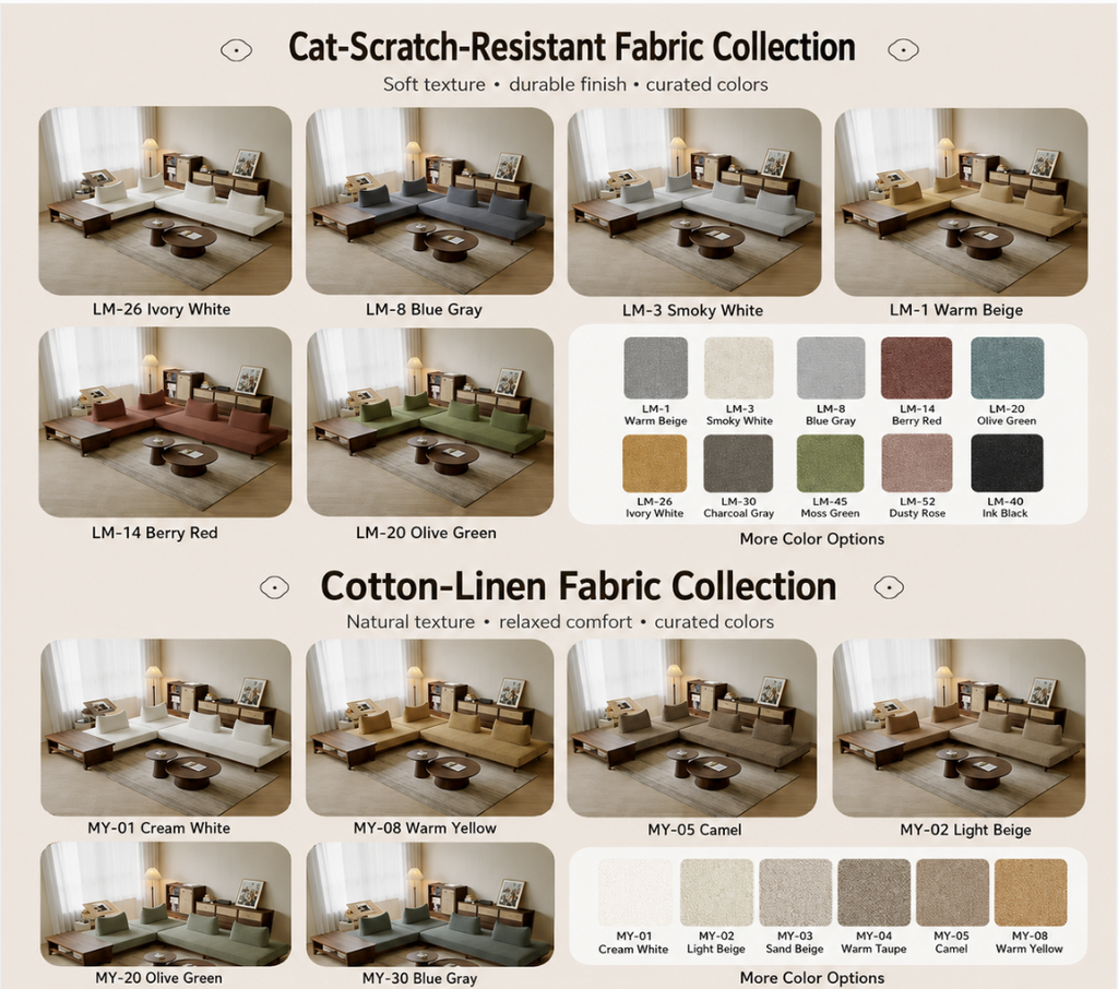 Solid Ash Wood Platform Sofa with Memory Foam