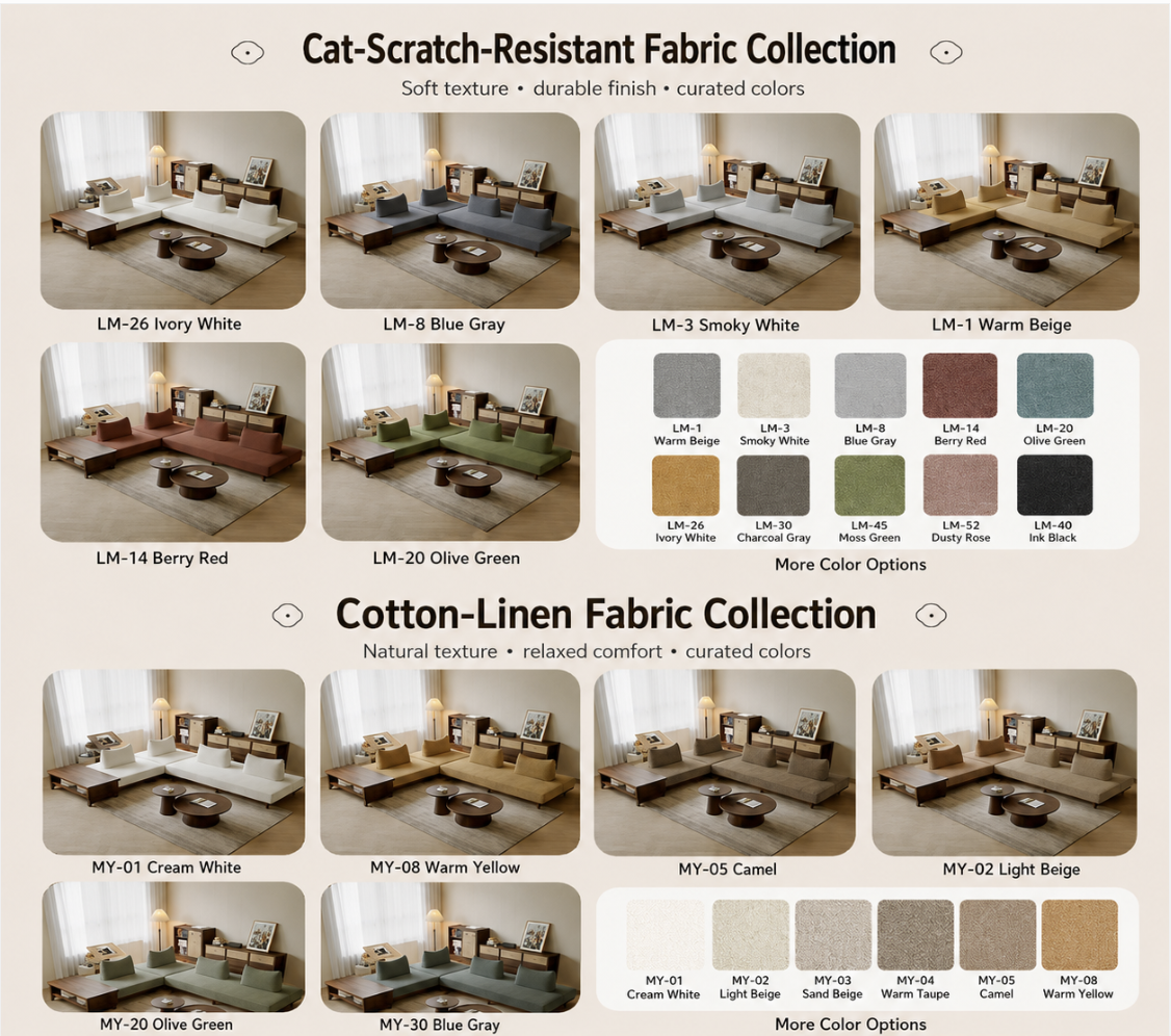 Solid Ash Wood Platform Sofa with Memory Foam