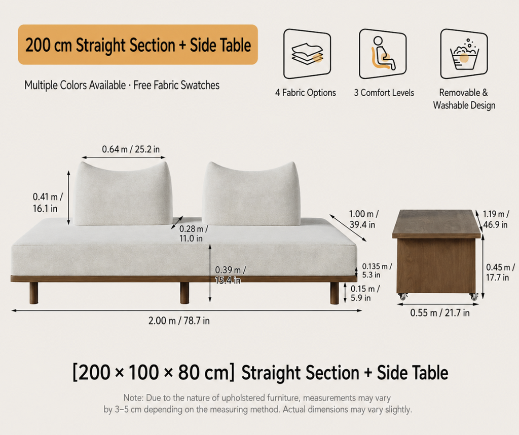 Solid Ash Wood Platform Sofa with Memory Foam