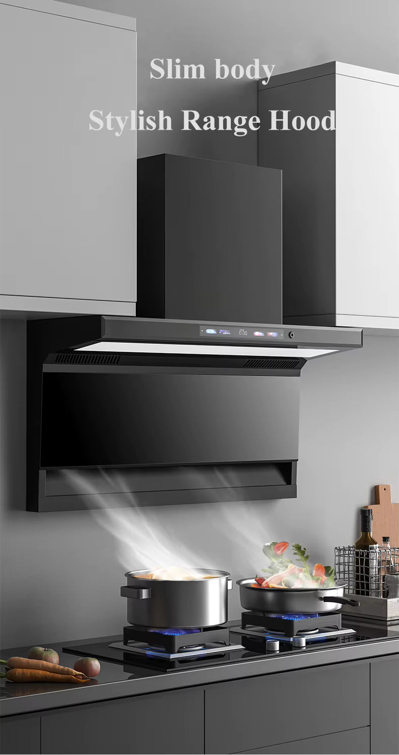 Smart Sensor Kitchen Range Hood – Wall-Mounted, Low Noise, Modern Design