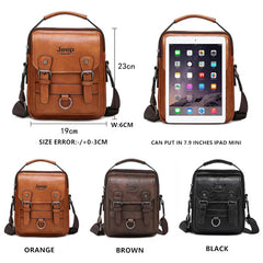 JEEP BULUO Multi-function Business Handbags Men New Man's Shoulder Bag Large Capacity Leather Messenger Bag Crossbody Big Brand