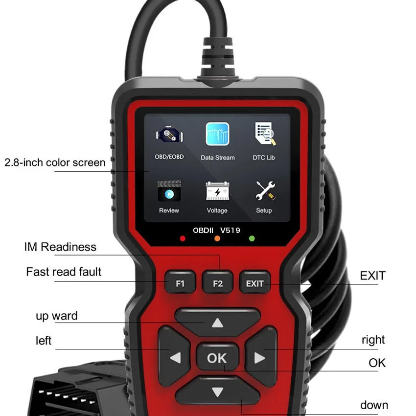 OBD2 Auto engine fault diagnosis instrument detector reading card V519 multi-language