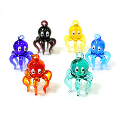 Cute Tiny Octopus Murano Glass Charm Pendant Aquarium Decor Marine Animal Statue Ornaments Female DIY Jewelry Making Accessories