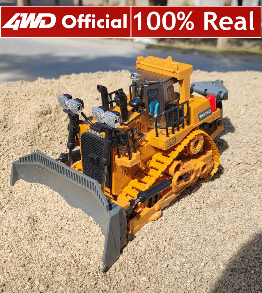 4WD Remote Control Excavator Dump Truck Crawler Bulldozer RC Model Car Toy Alloy Simulation Construction Vehicle Gifts for Kids