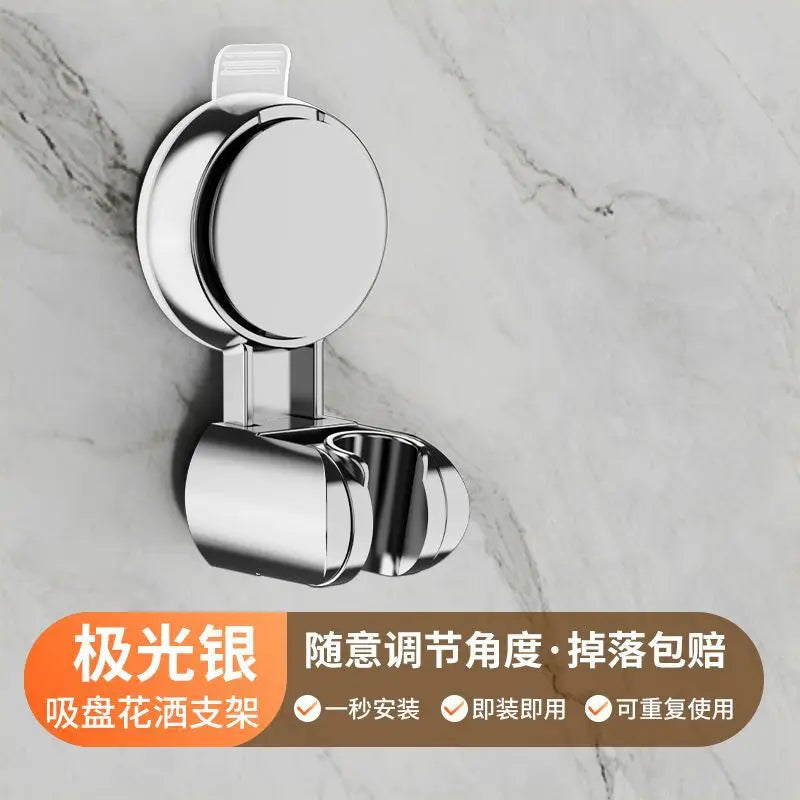 Unique Horizontal Setting Suction Cup Handheld Shower Head Holder Large Relocatable Wall Mounted Bracket