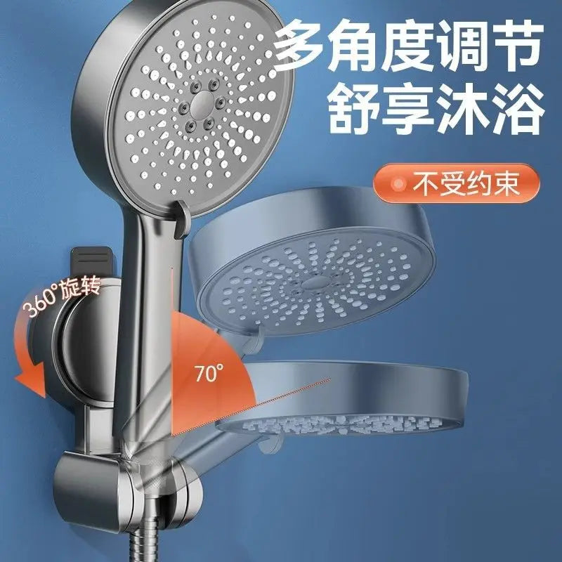 Unique Horizontal Setting Suction Cup Handheld Shower Head Holder Large Relocatable Wall Mounted Bracket