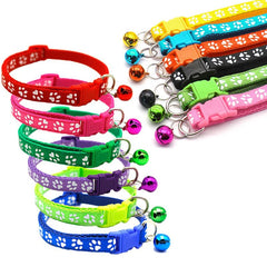 Pet cat bell collar dog print cat collar multiple colors optional necklace ring cat rope collar pet supplies