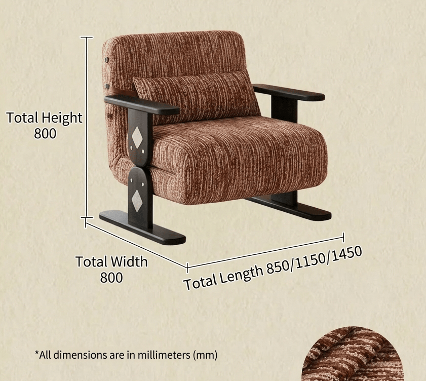 Convertible Chenille Sofa Bed Chair with Adjustable Backrest - Androf