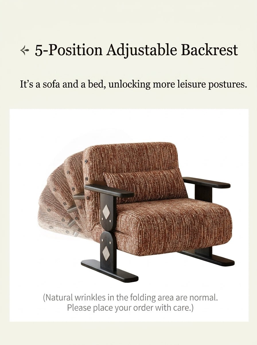 Convertible Chenille Sofa Bed Chair with Adjustable Backrest - Androf