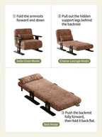 Convertible Chenille Sofa Bed Chair with Adjustable Backrest - Androf