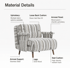 Convertible Striped Sofa Bed with Adjustable Recline & Removable Armrests - Androf
