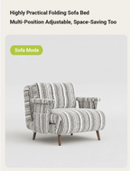 Convertible Striped Sofa Bed with Adjustable Recline & Removable Armrests - Androf