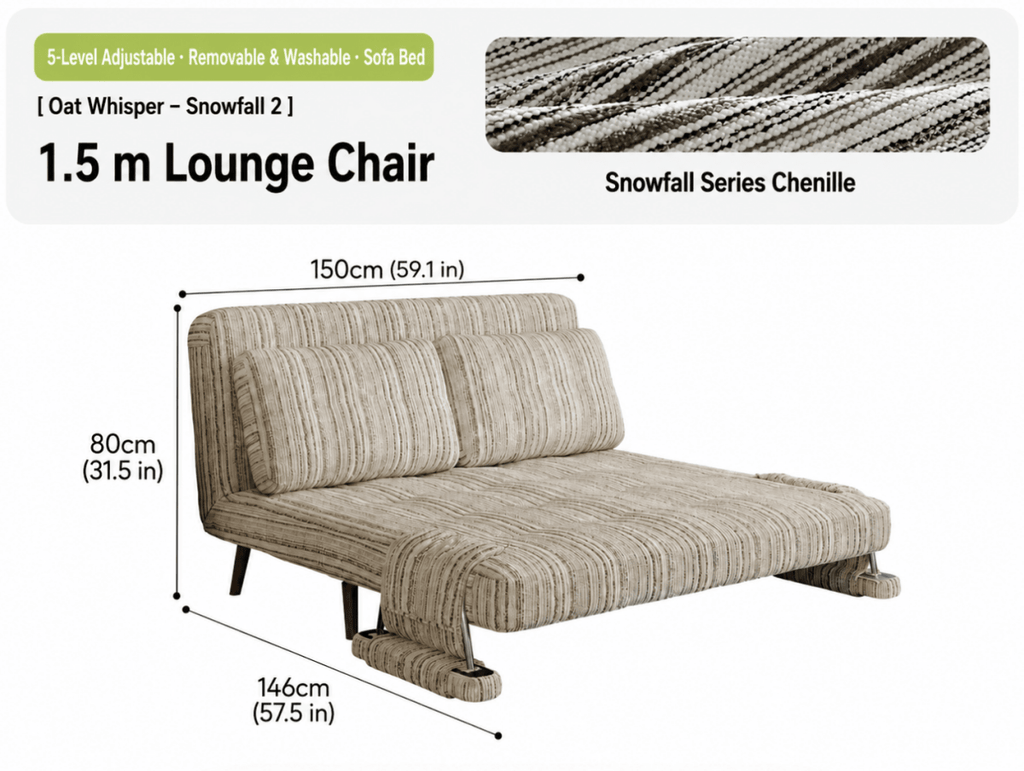 Convertible Striped Sofa Bed with Adjustable Recline & Removable Armrests - Androf