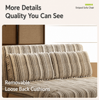 Convertible Striped Sofa Bed with Adjustable Recline & Removable Armrests - Androf