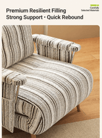 Convertible Striped Sofa Bed with Adjustable Recline & Removable Armrests - Androf