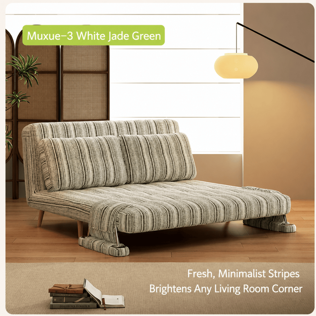 Convertible Striped Sofa Bed with Adjustable Recline & Removable Armrests - Androf