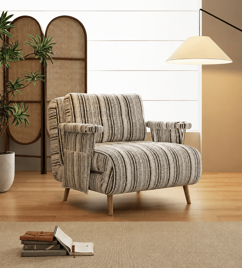 Convertible Striped Sofa Bed with Adjustable Recline & Removable Armrests - Androf Main image