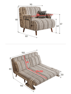 Convertible Striped Sofa Bed with Adjustable Recline & Removable Armrests - Androf