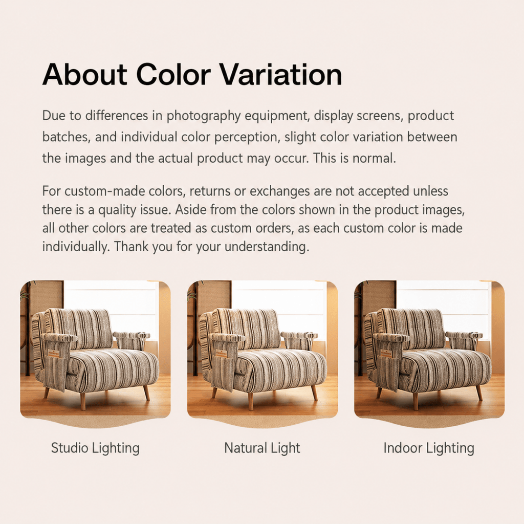 Convertible Striped Sofa Bed with Adjustable Recline & Removable Armrests - Androf