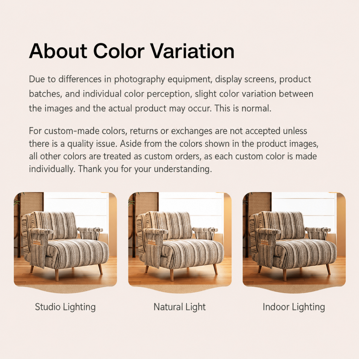 Convertible Striped Sofa Bed with Adjustable Recline & Removable Armrests - Androf