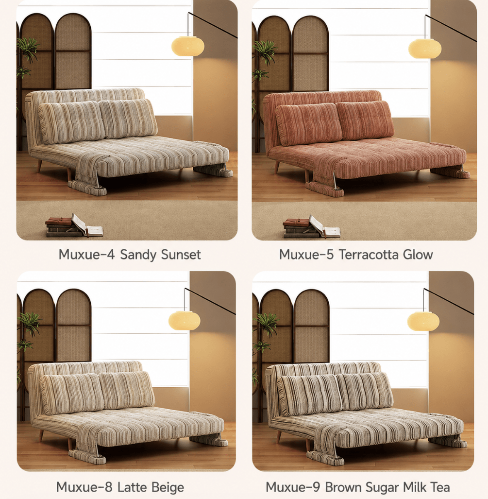 Convertible Striped Sofa Bed with Adjustable Recline & Removable Armrests - Androf