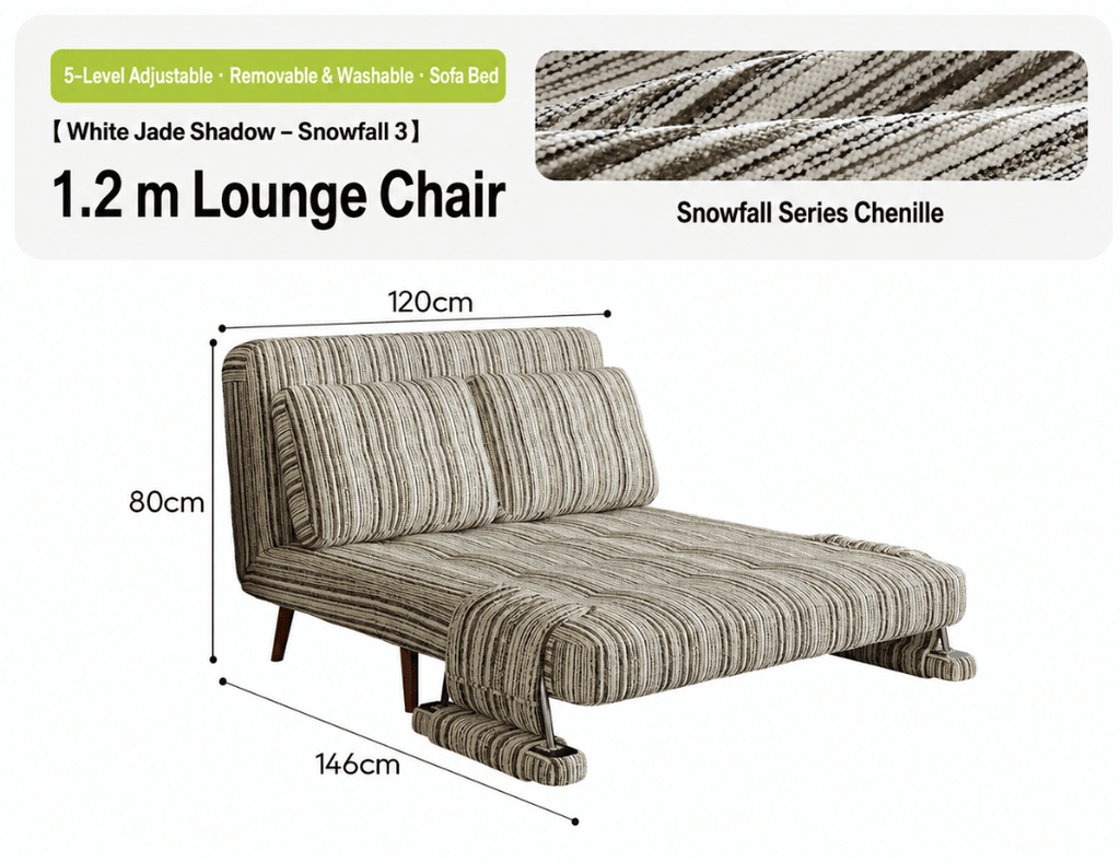 Convertible Striped Sofa Bed with Adjustable Recline & Removable Armrests - Androf