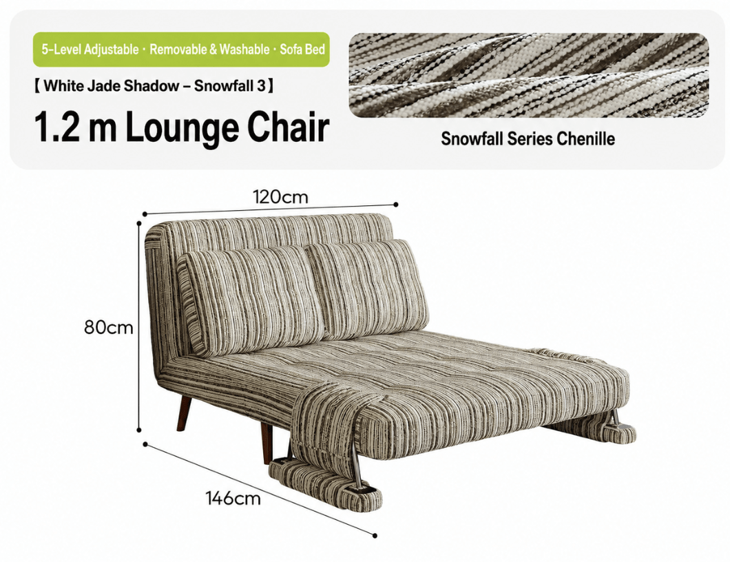 Convertible Striped Sofa Bed with Adjustable Recline & Removable Armrests - Androf