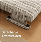 Convertible Striped Sofa Bed with Adjustable Recline & Removable Armrests - Androf