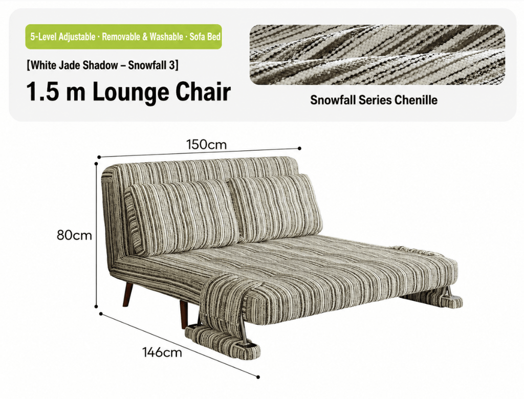 Convertible Striped Sofa Bed with Adjustable Recline & Removable Armrests - Androf