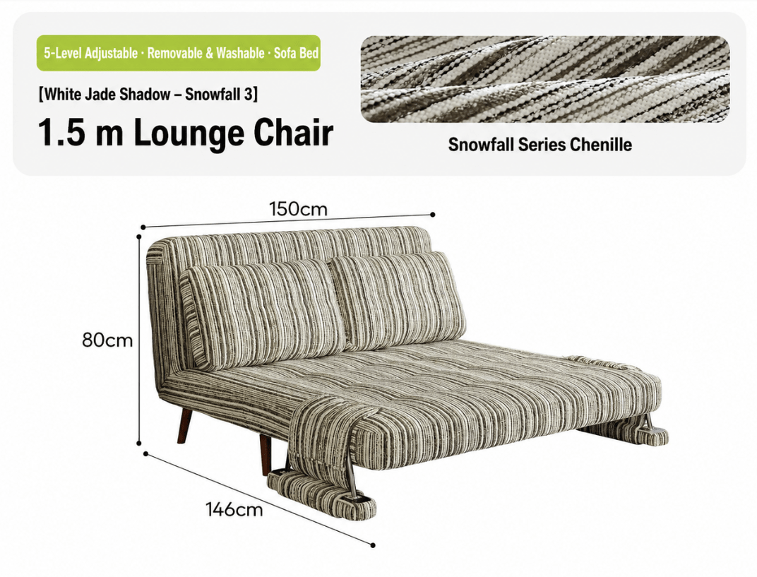 Convertible Striped Sofa Bed with Adjustable Recline & Removable Armrests - Androf