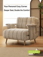 Convertible Striped Sofa Bed with Adjustable Recline & Removable Armrests - Androf